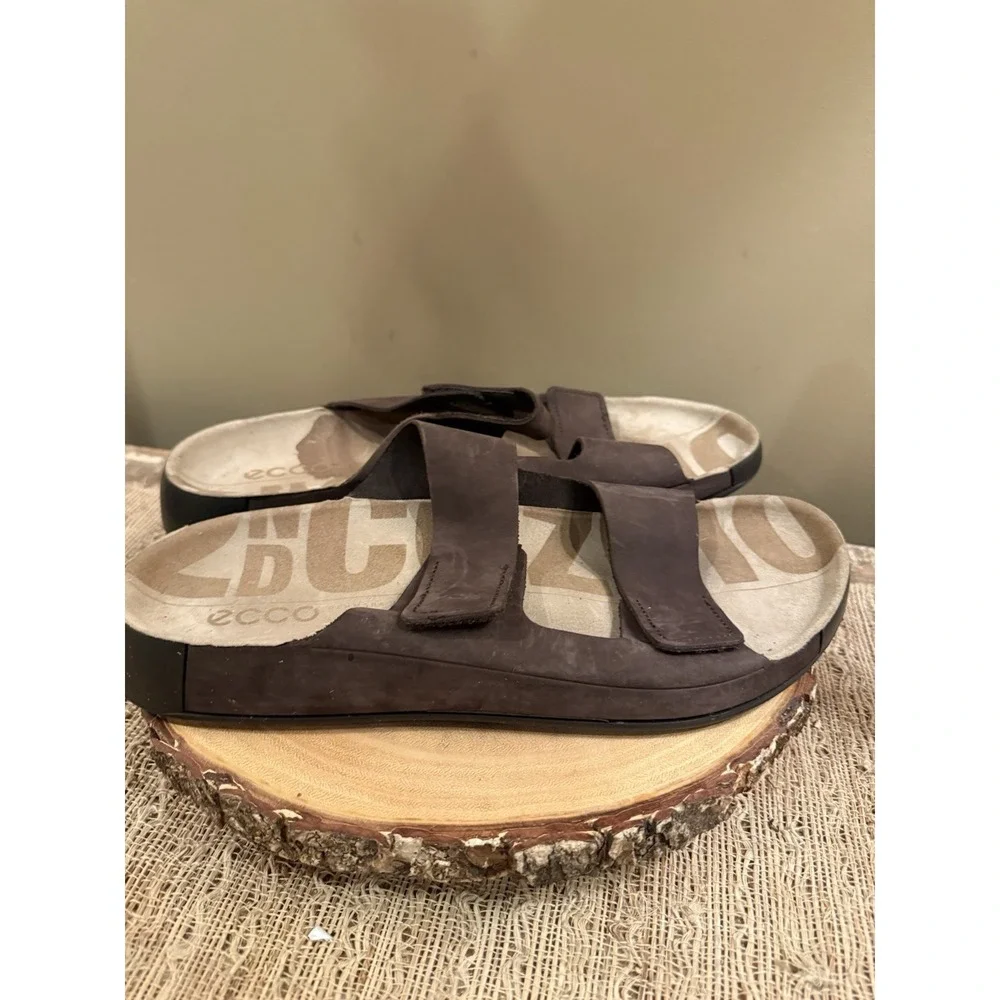 Ecco Men's 2nd Cozmo Sandals Nubuck Leather Mocha Sz 10-10.5 New
